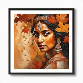 Autumnal Native American Woman Image Art Print