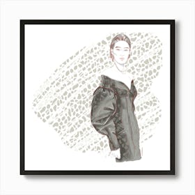 Woman In Black Dress fashion illustration Art Print