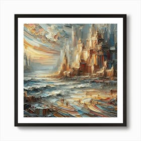 City At Sunset Art Print