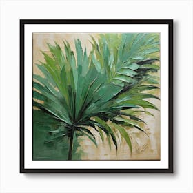 Green fan of palm leaves 1 Art Print