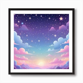 Sky With Twinkling Stars In Pastel Colors Square Composition 22 Art Print