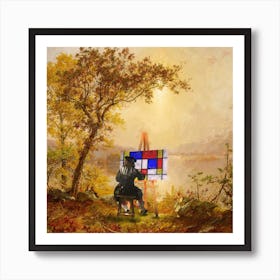 Authentic Cubist Landscape Square Art Print