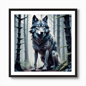 Wolf In The Woods 44 Art Print