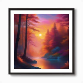 Sunset In The Forest 1 Art Print