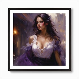 Woman In A Purple Dress 1 Art Print