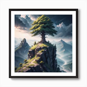 Tree On Top Of Mountain 7 Art Print