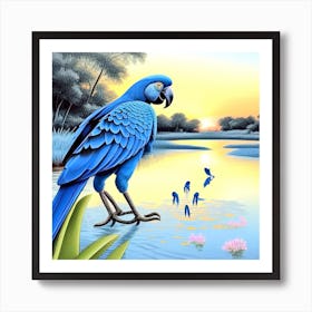 Blue Parrot 6 Art Print
