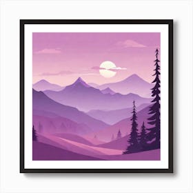 Misty mountains background in purple tone 12 Art Print