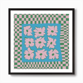 Pastel nature checkerboard Art Print