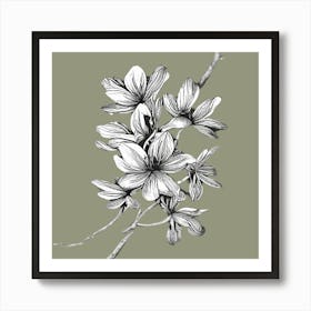 Magnolia Flower Wall Decor Art Print