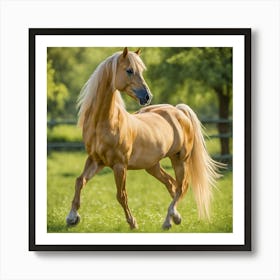 Golden Horse Galloping Art Print