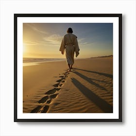 Jesus Walking On The Beach 2 Art Print