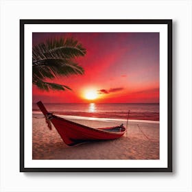 Sunset On The Beach 1091 Art Print