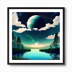 Moon And Stars 4 Art Print