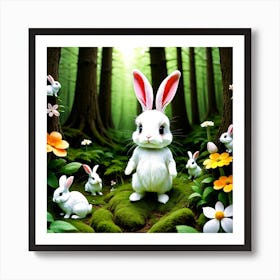 Rabbits In The Forest 1 Art Print