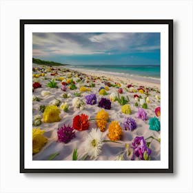 Colorful Flowers On The Beach 1 Art Print