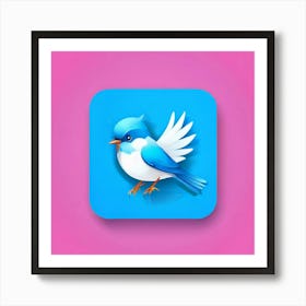 Blue Bird Icon Art Print