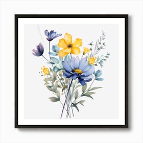 Watercolor Flowers Bouquet Art Print