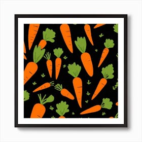 Carrots On Black Background 7 Art Print