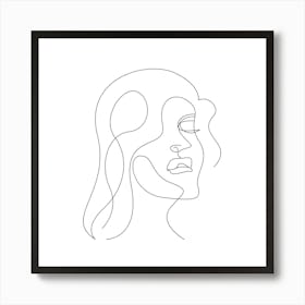 Portrait Of A Woman Continuous line drawing of a woman, Scandinavian wall art, fine art print. 4 Art Print