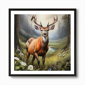 Deer In The Woods 3 Art Print