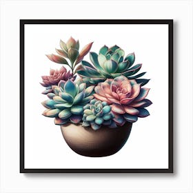 Succulents In A Pot Art Print