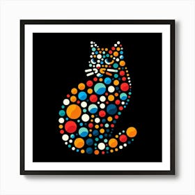 Polka Dots Cat Art Print