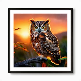 Watercolour New Zealand Morepork Owl Earthy Tones Art Print