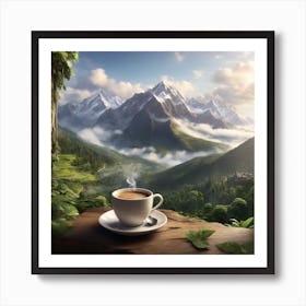 Coffee Cup In The Mountains Art Print