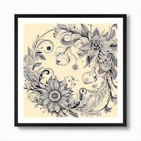 Floral Doodle 1 Art Print