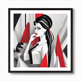 Lady In Black And White Art Print