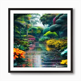 Garden In The Rain Art Print