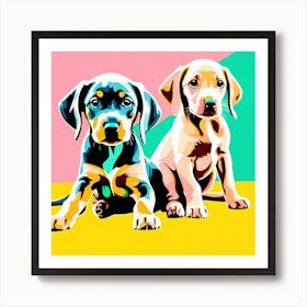 Weimaraner Pups, This Contemporary art brings POP Art and Flat Vector Art Together, Colorful Art, Animal Art, Home Decor, Kids Room Decor, Puppy Bank - 136th Art Print