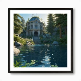 Default A A Tranquil River Winding Through A Dense Forest Sunl 1 Art Print