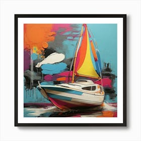 Pop Art graffiti sailboat Art Print