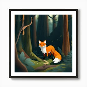 Fox In The Forest 18 Art Print