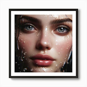 Water Splashed Face Art Print