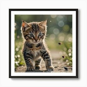 Kitty Chasing Butterfly Art Print