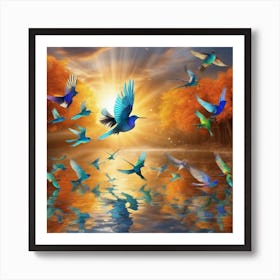 Hummingbirds In Flight Art Print