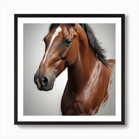 Horse Running On Grey Background Art Print
