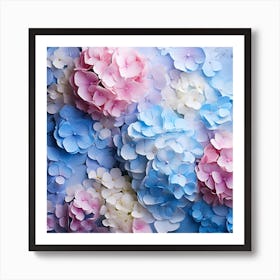 Abstract Background With Blue And Pink Flowers Art Print