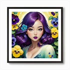 Asian Girl With Purple Hair 6 Art Print