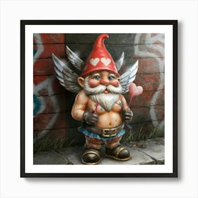 Cupid Gnome With Hart Arrow Art Print