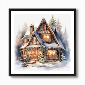 Christmas House In The Woods 1 Art Print