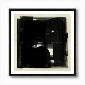 Black Abstract No. 2 - Abstract Black on Beige , Neutral, Minimalist, Monochromatic, Square, Contemporary Wall Art Art Print