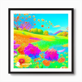 Colorful Flowers In A Field 1 Art Print