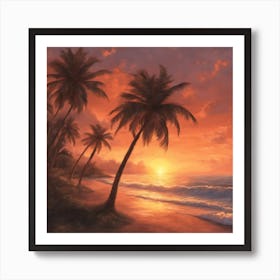 Sunset At The Beach Art Print