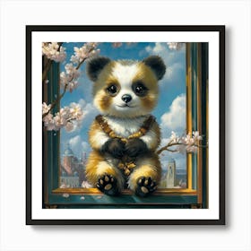 Panda Bear In The Window Art Print