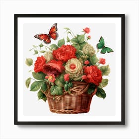 Basket Of Flowers 4 Art Print