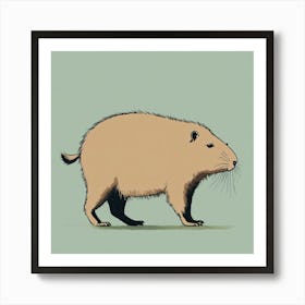 A Cute Minimalistic Simple Capybara Side Profile C (3) Art Print